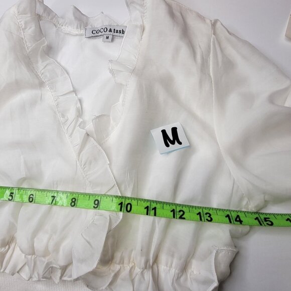 WHITE Cotton Silk Light Frilly Long Sleeve Top VARIOUS SIZES S M L - Picture 12 of 16